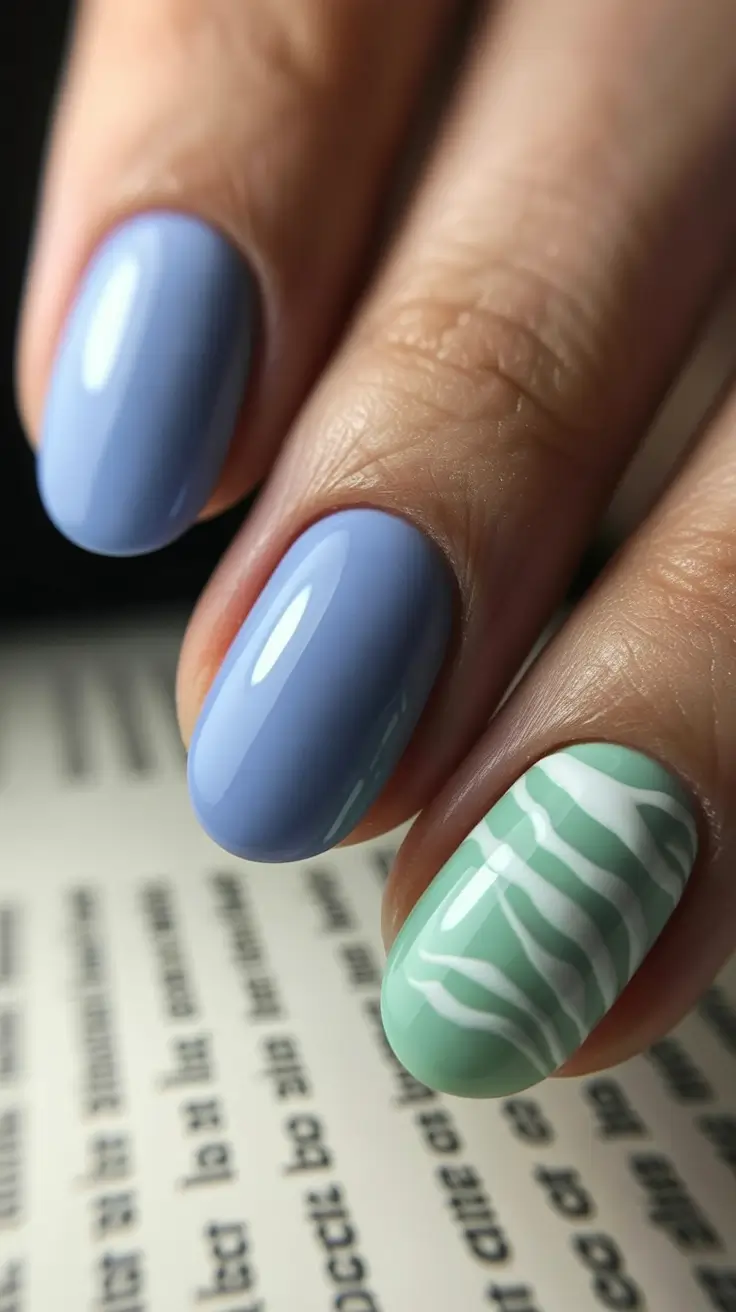 may nails ideas 2026 blue mint zebra accent nails