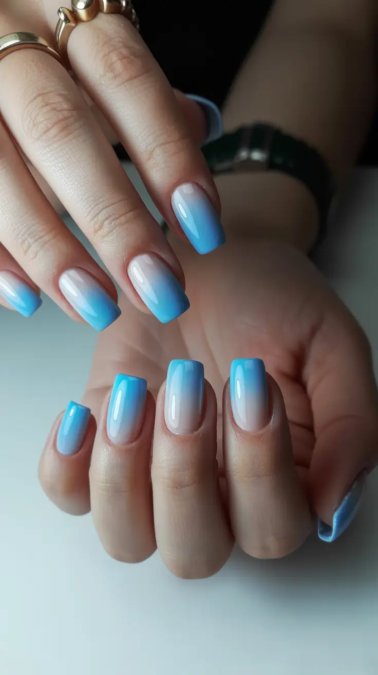 may nails ideas 2026 blue ombre square nails