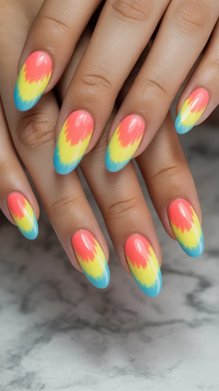 may nails ideas 2026 rainbow almond nails