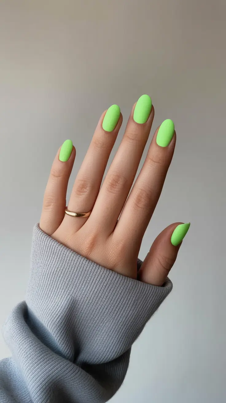 minimalist short spring nails 2026 Fresh Green Minimal Monochrome