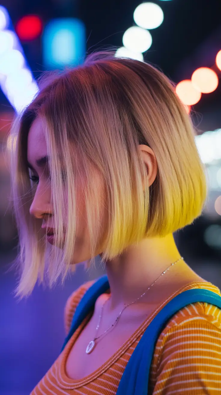 pastel spring ombre hair color 2026 Soft Blonde Ombre Bob with Modern Edge