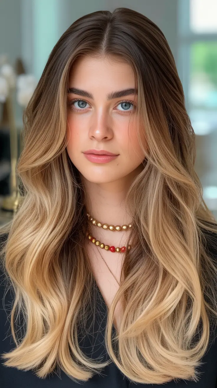 pastel spring ombre hair color 2026 Golden Pastel Ombre with Face Framing Layers