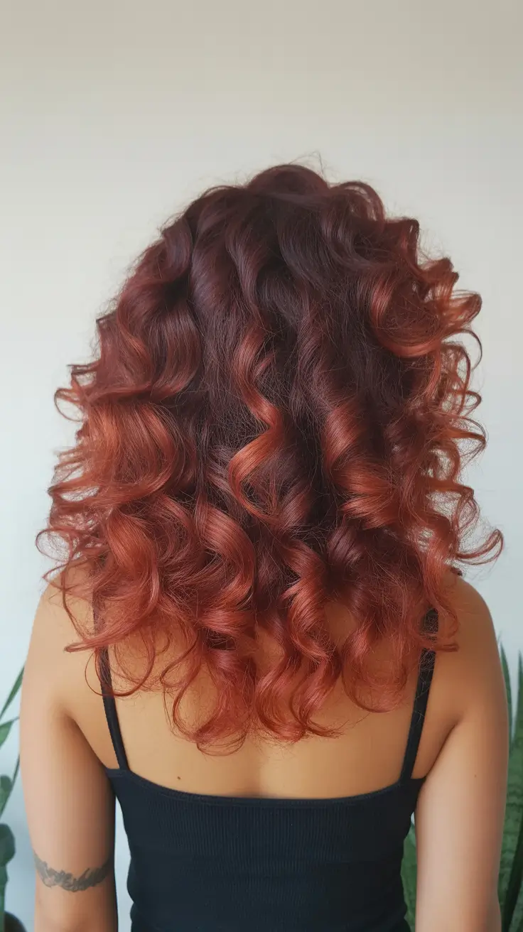 pastel spring ombre hair color 2026 Rich Cherry Pastel Ombre with Voluminous Curls