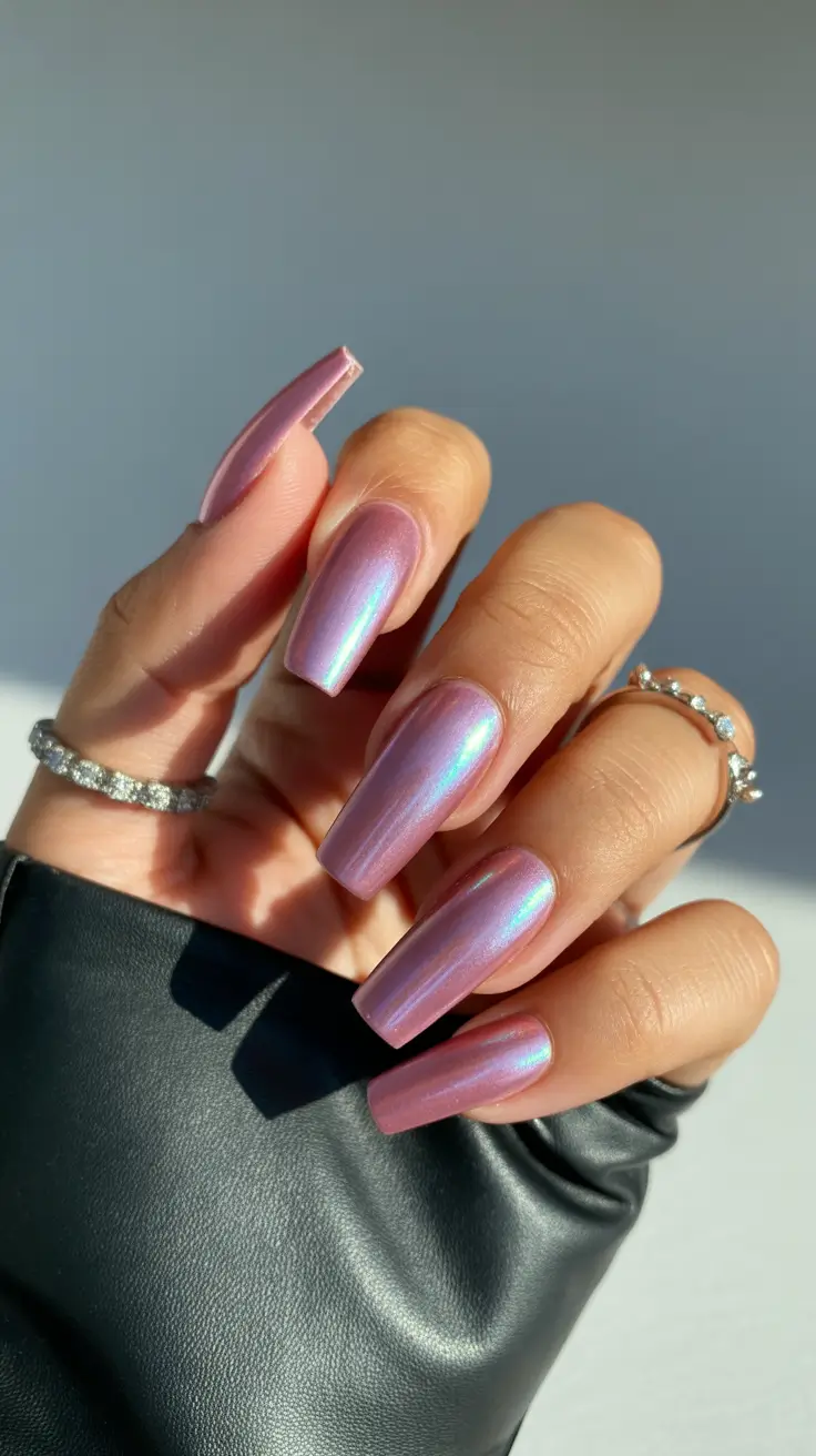 pastel spring pink chrome nails 2026 Soft Iridescent Glow That Feels Like First Warm Days