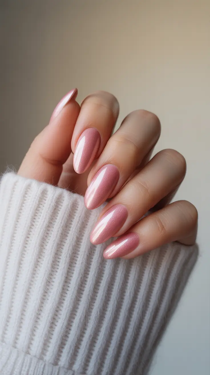 pastel spring pink chrome nails 2026 Delicate Blush Chrome That Feels Soft and Polished