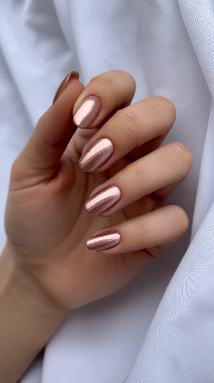 pastel spring pink chrome nails 2026 Soft Rose Chrome That Feels Understated but Refined