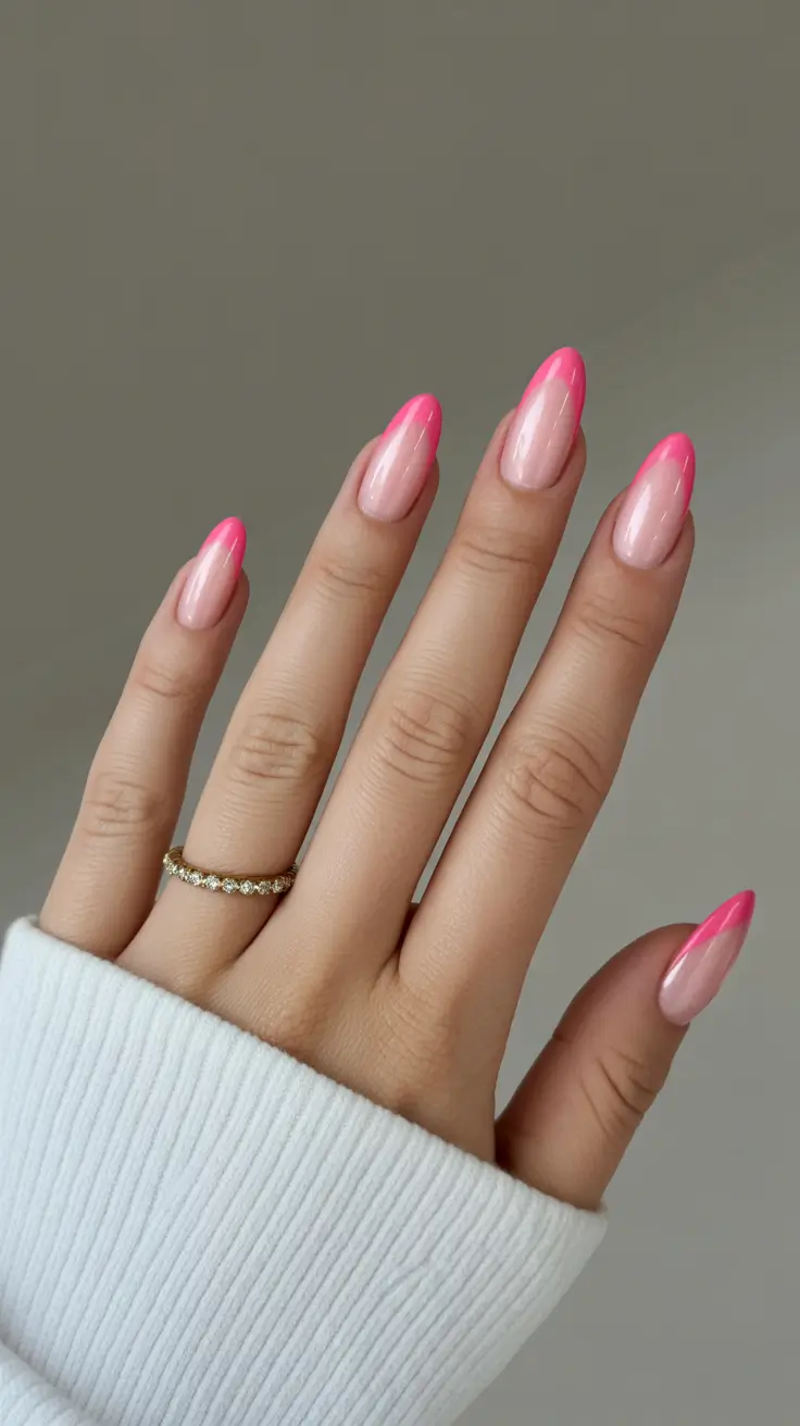 pastel spring pink chrome nails 2026 Soft Pink Chrome French That Feels Fresh and Playful