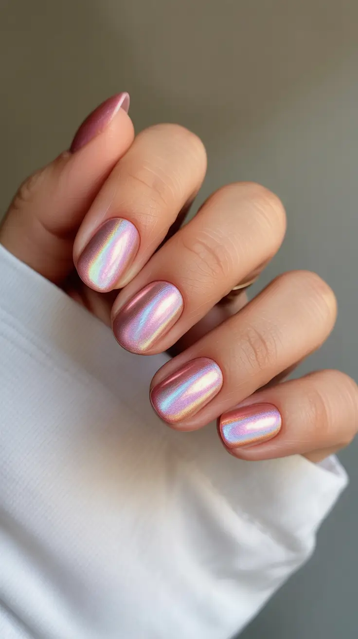 pastel spring pink chrome nails 2026 Short Glazed Pink That Feels Clean and Modern