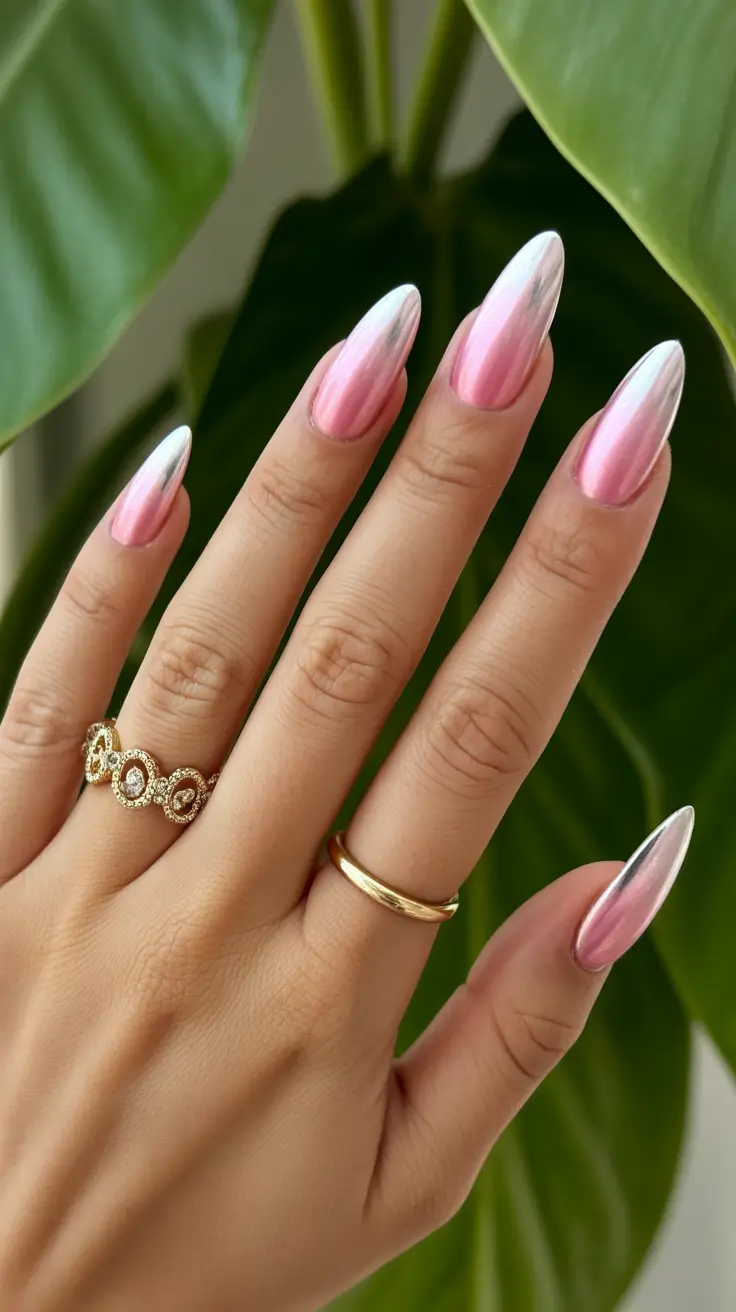 pastel spring pink chrome nails 2026 Pink Ombre Chrome That Feels Like a Fresh Start
