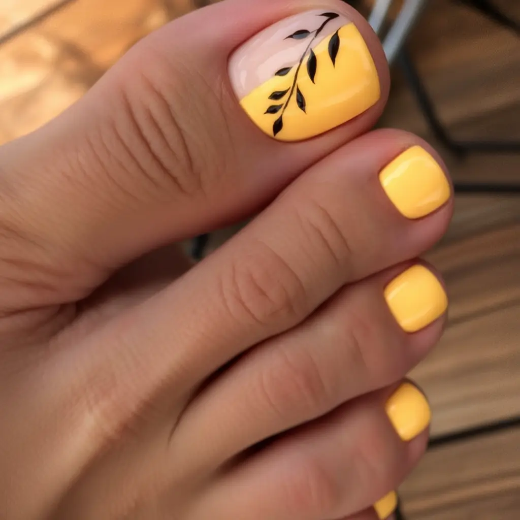 pastel spring toe nail color 2026 Sunny Yellow Botanical Accent for a Fresh Seasonal Look