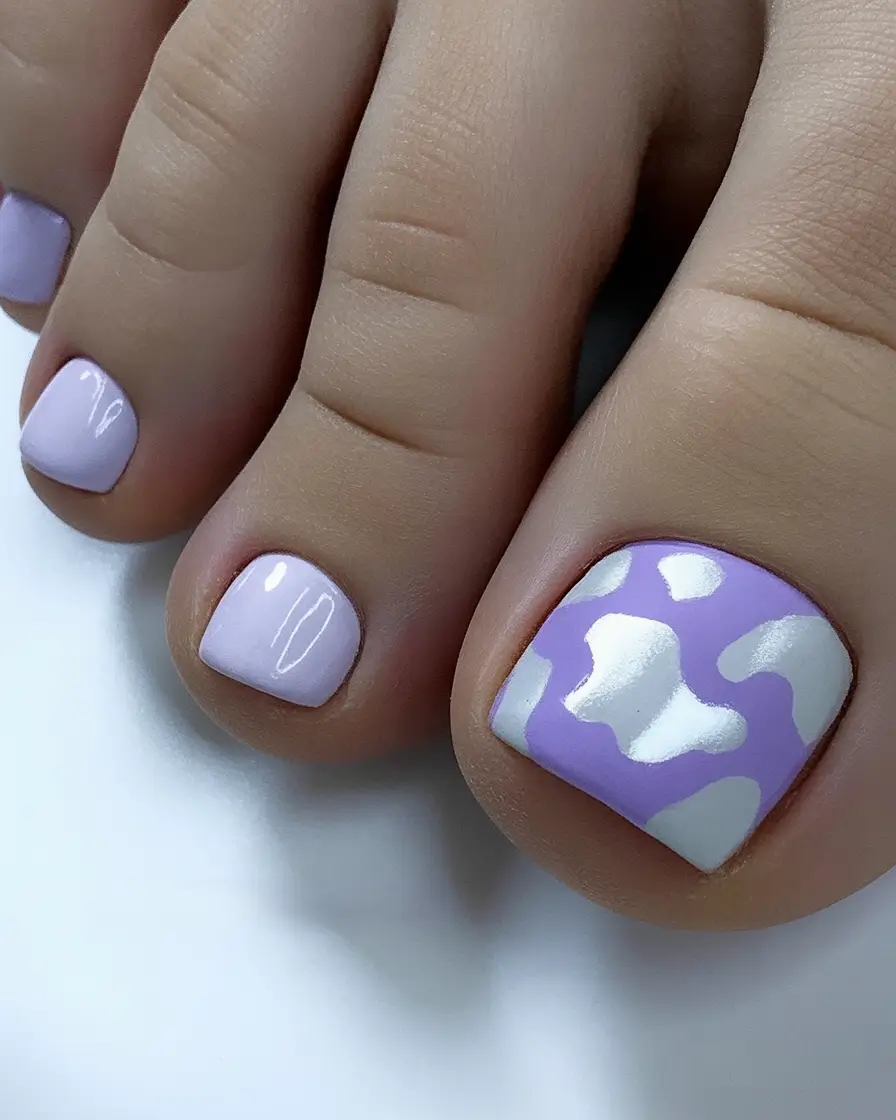 pastel spring toe nail color 2026 Lavender Abstract Accent for Soft Pastel Elegance