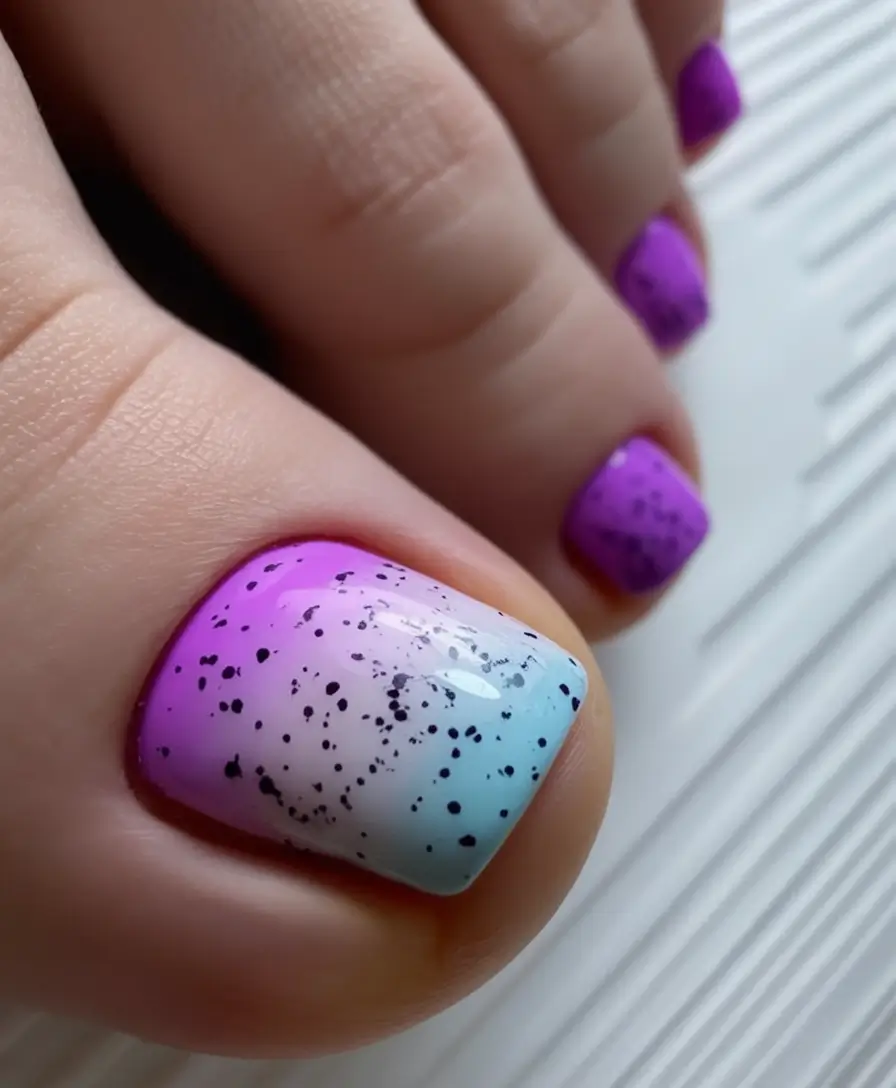 pastel spring toe nail color 2026 Pastel Gradient with Speckled Modern Art Effect