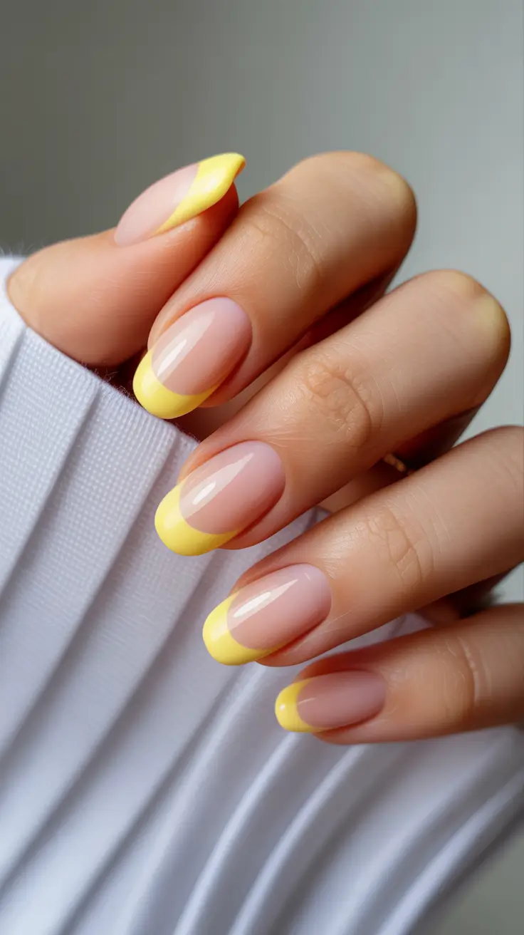 pastel spring wedding nails 2026 Pastel Yellow French Tips for a Fresh Spring Guest Look