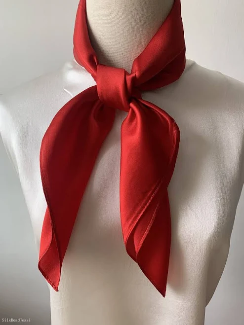 Red Mulberry Silk Scarf: 26" Square Neck Scarf Bandana