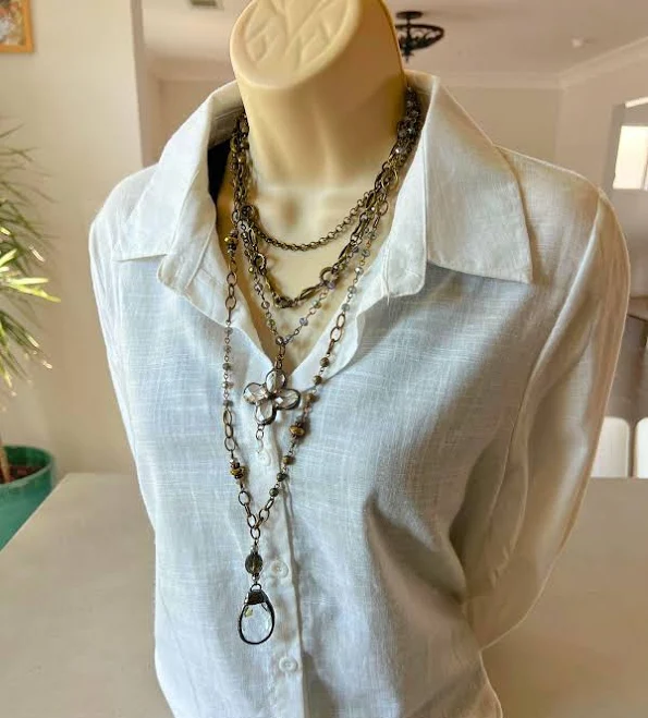 Bohemian Multiple Layered Glass Pendant Necklace