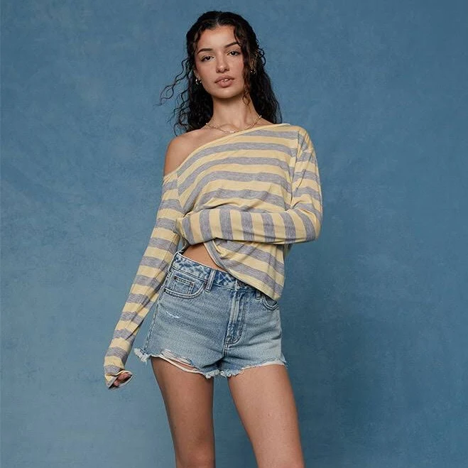 Ivy High Waisted Frayed Denim Shorts