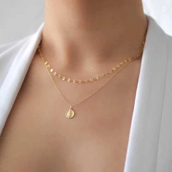 Gold Coin Layering Necklace Set