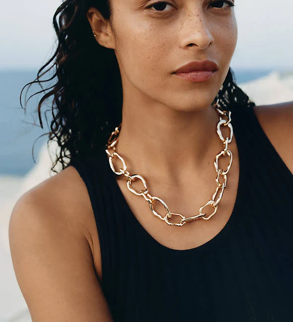 Anthropologie Chunky Hammered Chain Necklace