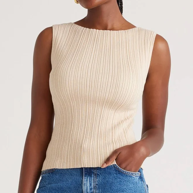 Quince Women's Ribbed Cotton Cashmere Tank Top