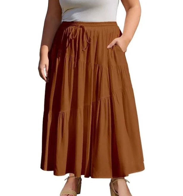 Plus Size Tiered Maxi Skirt