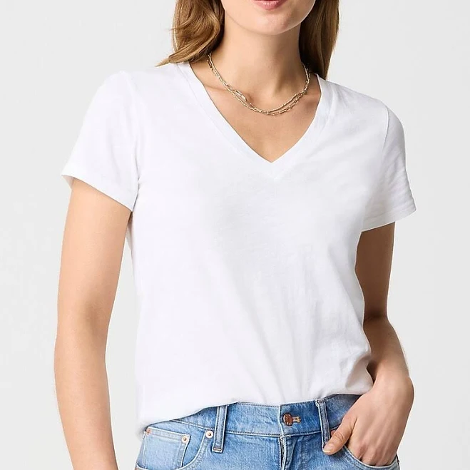J.Crew Women's Vintage Cotton V-Neck Short-Sleeve Tee