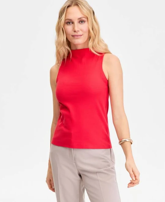 INC International Concepts Women's High-Neck Rib-Knit Sleeveless Top