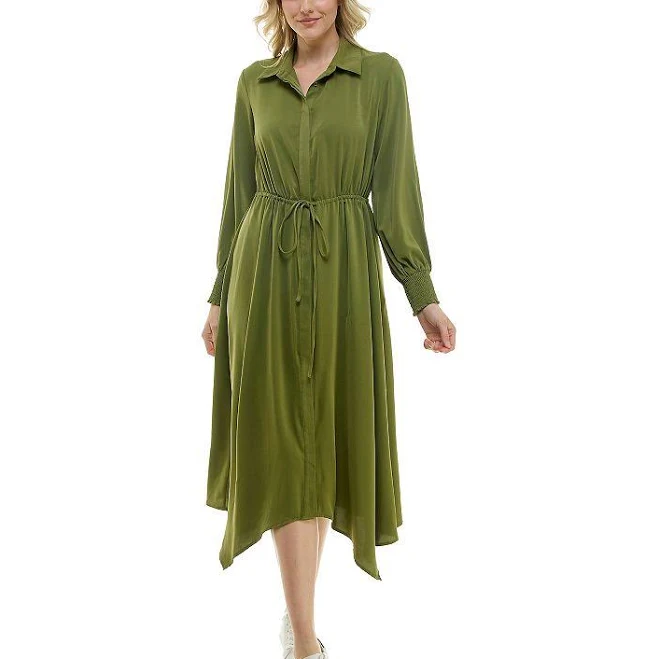 Nicole Miller Women's Tie Waist Shirt Dress