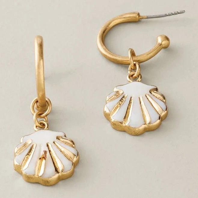 Tommy Bahama Women's Celestial Sea Mother of Pearl & Shell Charm Hoop Earrings