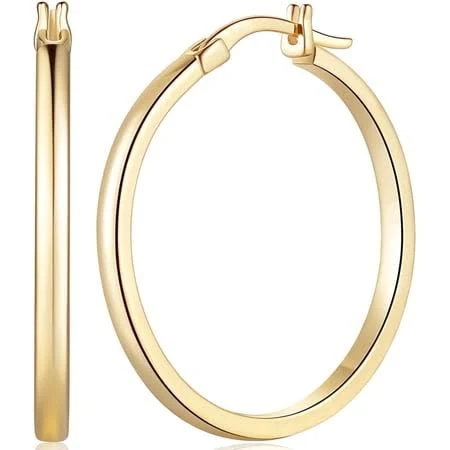 14K Gold Plated Lightweight Hoop Earrings