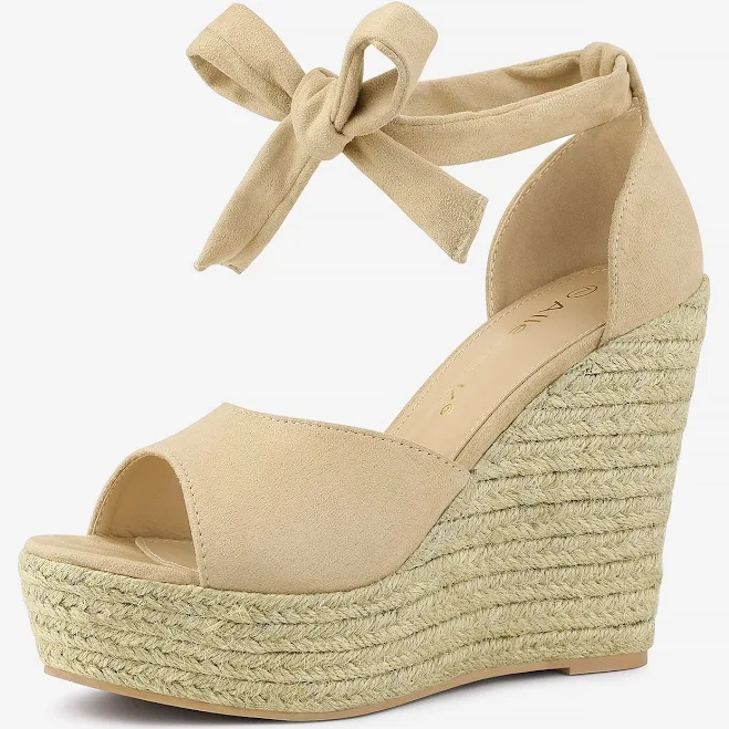 Blissful Step Women's Espadrilles Tie Up Ankle Strap Sandals