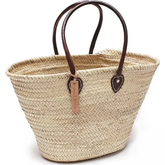 Straw Leather Tote Handle Bag