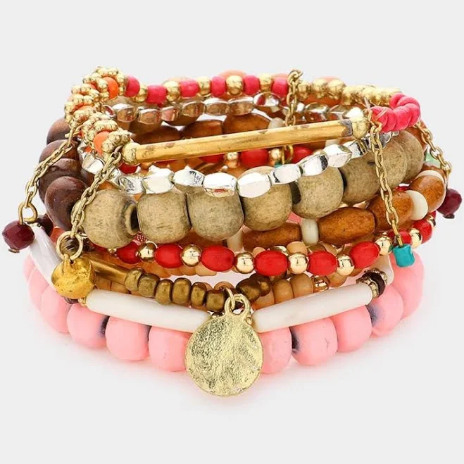 Tribal-Inspired Boho Beaded Bracelet Stack