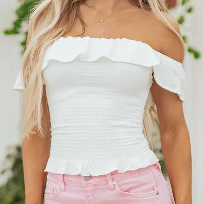 Off The Shoulder Smocked Ruffle Top
