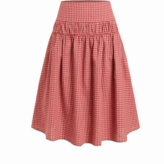Gingham A-Line Cotton-Blend Midi Skirt
