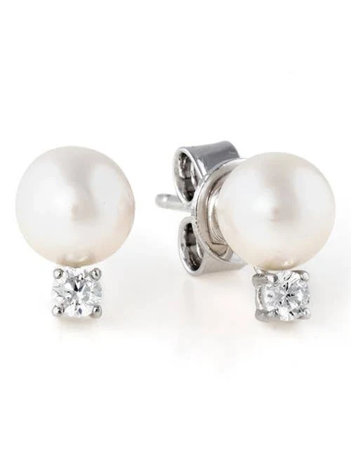 Crislu Accented Freshwater Pearl Stud Earrings