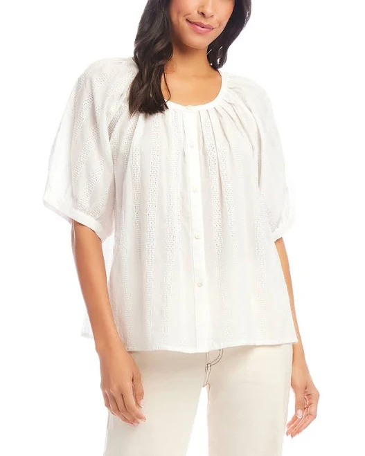 Short Sleeve Embroidered Peasant Top