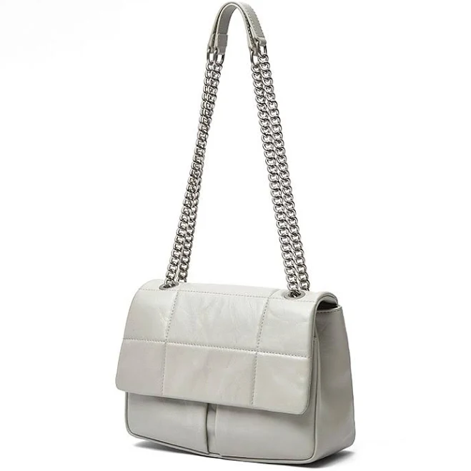 Quilted Leather Flap Bag with Chain