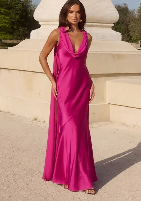GABRIELLA COWL MAXI DRESS - FUCHSIA | Runaway The Label