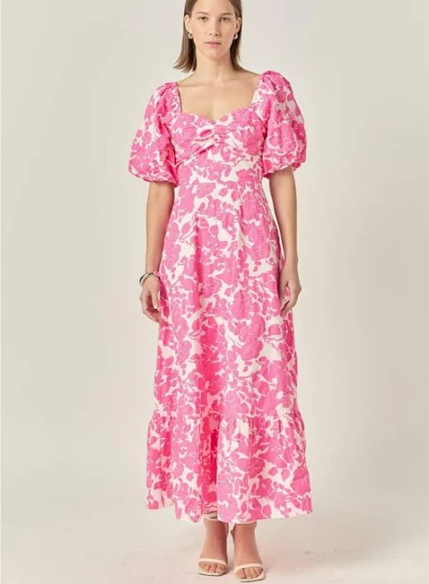 Pippa & Pearl Women's Polly Floral Print Puff Sleeve Maxi Dress