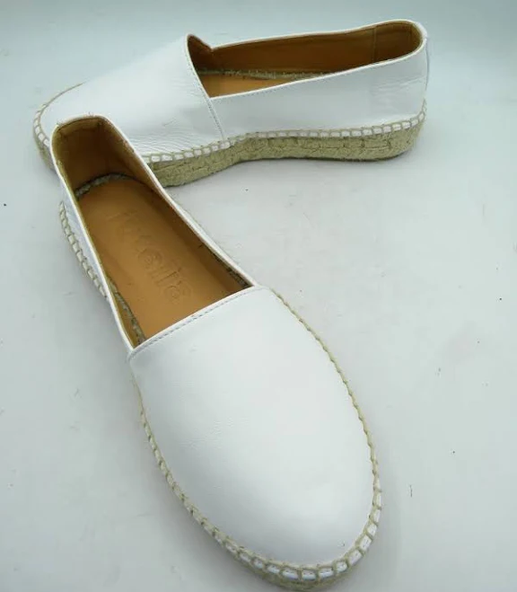 JUTELIA White Leather Espadrille Flats Spain Size EU 39 NEW | eBay