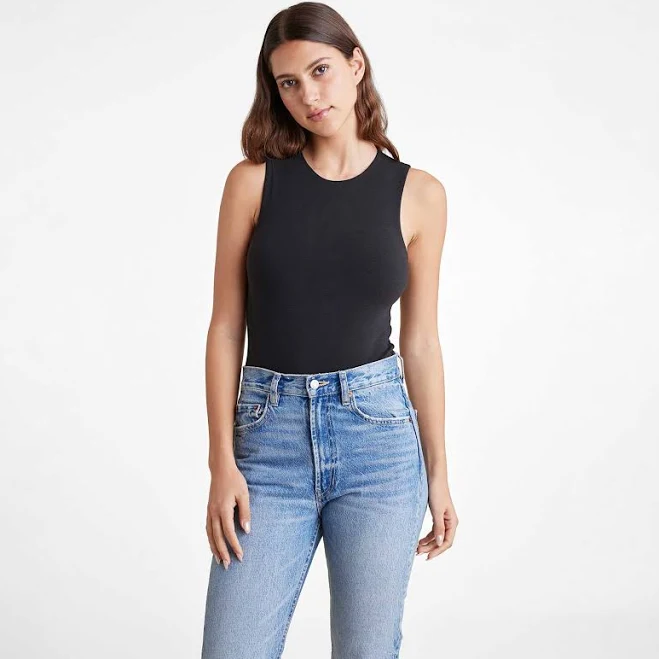 Cotton Stretch Crewneck Tank Bodysuit