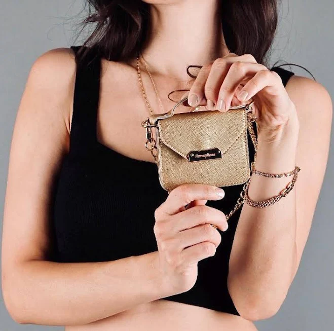 Metallic Vegan Leather Mini Crossbody Bag with Chain Strap