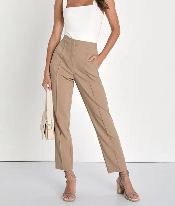 Lulus Chic Business High-Waisted Trouser Pants