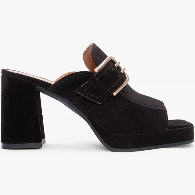 Alpe Memphis Suede Block Heel Mules