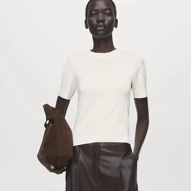 Woman MANGO Short-sleeved fine-knit sweater