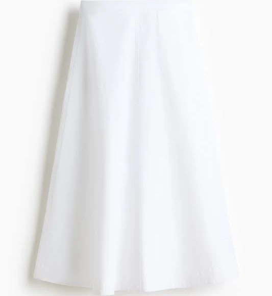 H&M Cotton Twill Midi Skirt