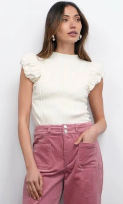 Greylin Austen Puff Cap Sleeve Rib Knit Top