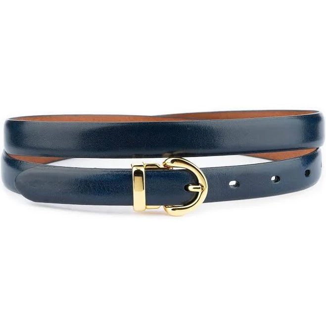 Elegant Genuine Leather Dress Belt with Gold Buckle