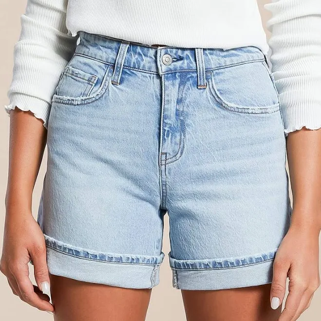 Flying Monkey Women's High Rise Stretch Cotton Cuffed Shorts