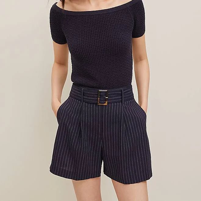 Ann Taylor Women's Belted Linen Blend Shorts